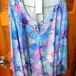 USA Size 5x/6x Multi Colour Patterned Short Sleeve Blouse